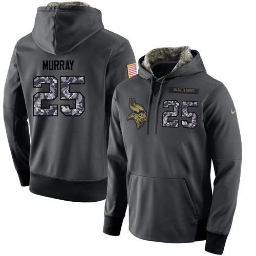 NFL Men's Nike Minnesota Vikings #25 Latavius Murray Stitched Black Anthracite Salute to Service Player Performance Hoodie - Click Image to Close